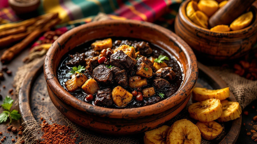 Recette mbongo tchobi : bol de sauce noire camerounaise et bananes plantains