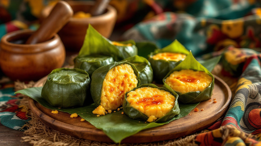 Recette mintoumba, gâteau de manioc camerounais cuit dans des feuilles vertes
